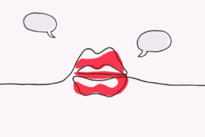 Illustration of lips and speech bubbles