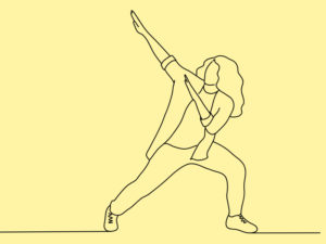 line drawing illustration of person dancing