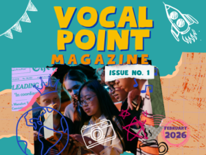 Vocal Point issue no. 1 front cover: Stock image of young people gathered round