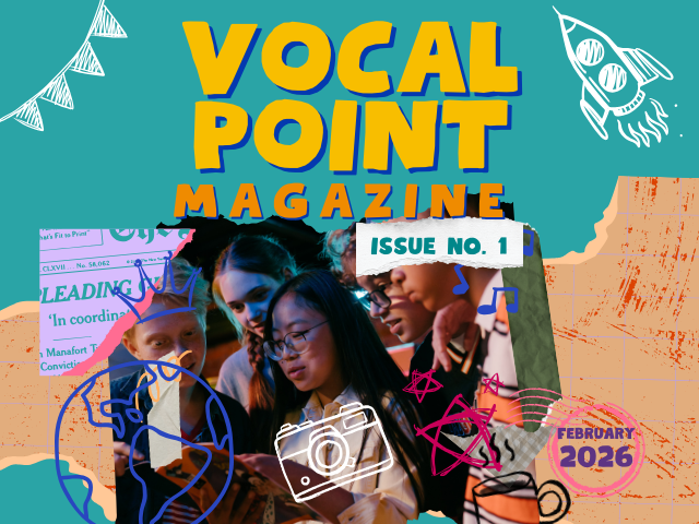 Vocal Point issue no. 1 front cover: Stock image of young people gathered round